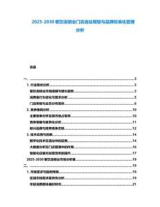 2025-2030餐飲連鎖業門店選址模型與品牌標準化管理分析