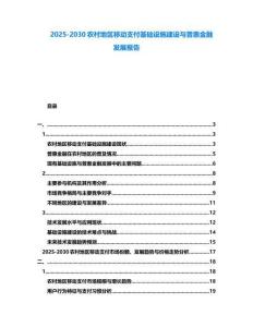2025-2030農村地區移動支付基礎設施建設與普惠金融發展報告