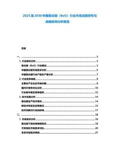 2025至2030中國氧化鈹（BeO）行業市場深度研究與戰略咨詢分析報告