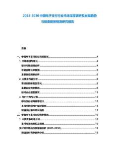2025-2030中國電子支付行業市場深度調研及發展趨勢與投資前景預測研究報告
