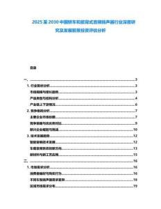 2025至2030中國轎車和掀背式音頻揚聲器行業(yè)深度研究及發(fā)展前景投資評估分析