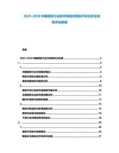 2025-2030中國煤炭行業的市場現狀煤炭開采分析及投資評估策略