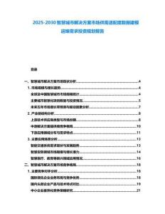 2025-2030智慧城市解決方案市場供需適配度數據建模運維需求投資規劃報告