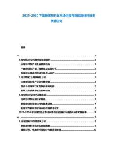 2025-2030下面粉煤灰行業市場供需與新能源材料投資優化研究