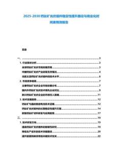 2025-2030鈣鈦礦光伏組件穩(wěn)定性提升路徑與商業(yè)化時間表預測報告