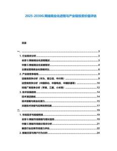 2025-2030G網(wǎng)絡商業(yè)化進程與產(chǎn)業(yè)鏈投資價值評估