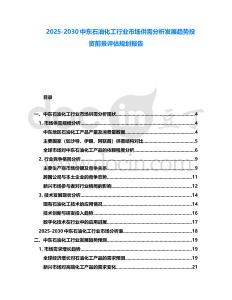 2025-2030中東石油化工行業(yè)市場供需分析發(fā)展趨勢投資前景評估規(guī)劃報(bào)告
