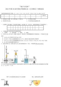 “扬子石化杯”2024年第38届中国化学奥林匹克(江苏赛区)初赛化学试卷及答案