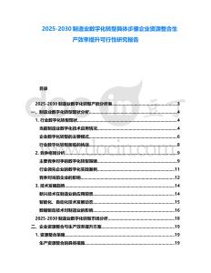 2025-2030制造業數字化轉型具體步驟企業資源整合生產效率提升可行性研究報告