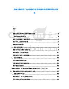 中國生物醫(yī)藥CRO服務(wù)市場競爭格局及前景預(yù)測分析報告