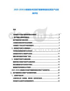 2025-2030大數(shù)據(jù)技術(shù)在醫(yī)療健康領(lǐng)域的應(yīng)用及產(chǎn)業(yè)發(fā)展評估