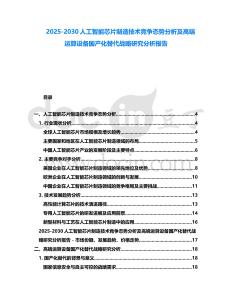 2025-2030人工智能芯片制造技術(shù)競爭態(tài)勢分析及高端運算設(shè)備國產(chǎn)化替代戰(zhàn)略研究分析報告