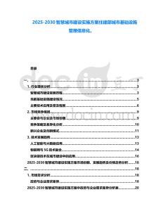 2025-2030智慧城市建設實施方案住建部城市基礎設施管理信息化。
