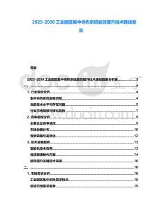 2025-2030工業園區集中供熱系統能效提升技術路線報告