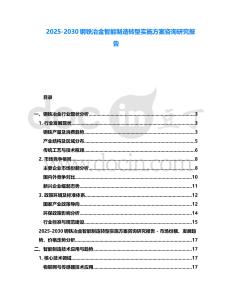 2025-2030鋼鐵冶金智能制造轉型實施方案咨詢研究報告