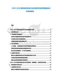 2025-2030智慧安防系統(tǒng)行業(yè)供需研究投資策略規(guī)劃分析發(fā)展報告