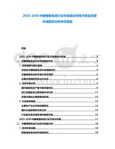 2025-2030中國鎳氫電池行業市場現狀供需平衡及投資環境趨勢分析研究報告