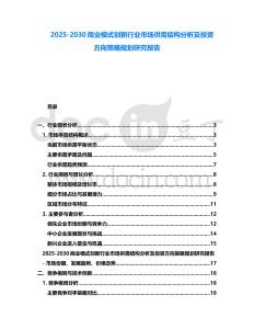2025-2030商業(yè)模式創(chuàng)新行業(yè)市場(chǎng)供需結(jié)構(gòu)分析及投資方向策略規(guī)劃研究報(bào)告