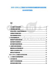 2025-2030人工智能行業(yè)市場現(xiàn)狀發(fā)展前景科技投資規(guī)劃分析研究報告