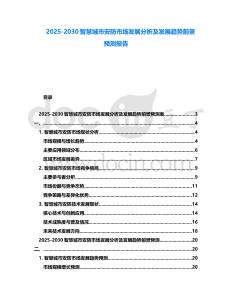 2025-2030智慧城市安防市場發(fā)展分析及發(fā)展趨勢前景預(yù)測報告