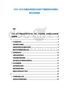 2025-2030中國光伏發電行業成本下降趨勢及市場增長潛力分析報告