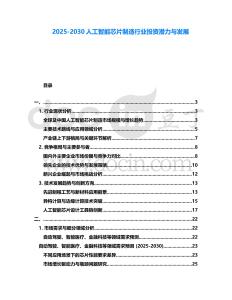 2025-2030人工智能芯片制造行業投資潛力與發展