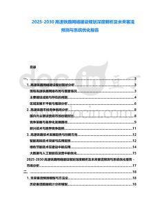 2025-2030高速鐵路網(wǎng)絡(luò)建設(shè)規(guī)劃深度解析及未來(lái)客流預(yù)測(cè)與系統(tǒng)優(yōu)化報(bào)告