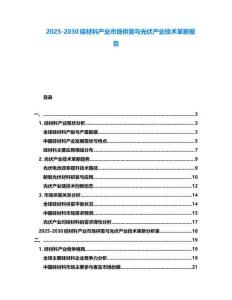 2025-2030硅材料產(chǎn)業(yè)市場供需與光伏產(chǎn)業(yè)技術(shù)革新報告