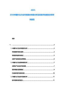 2025-2030中國針頭行業市場現狀供需分析及投資評估規劃分析研究報告