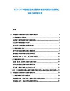 2025-2030網絡信息安全服務市場需求激增與商業模式創新分析研究報告