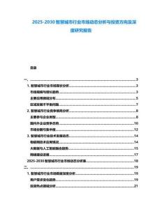 2025-2030智慧城市行業市場動態分析與投資方向及深度研究報告