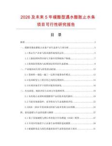 2026及未來5年緩膨型遇水膨脹止水條項目可行性研究報告