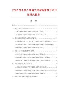 2026及未來5年偏光成型眼鏡項目可行性研究報告