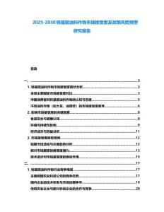 2025-2030转基因油料作物市场接受度及政策风险预警研究报告