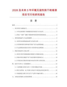 2026及未來5年環氧無溶劑烘干絕緣漆項目可行性研究報告