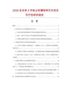 2026及未來5年粉塵防爆照明開關項目可行性研究報告