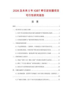 2026及未來5年IGBT牽引逆變器項目可行性研究報告