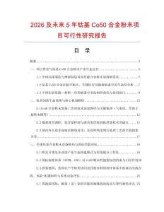 2026及未來5年鈷基Co50合金粉末項目可行性研究報告