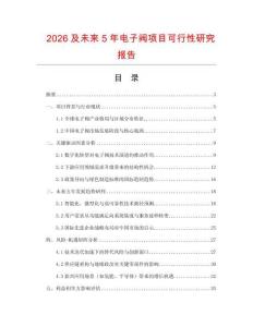 2026及未來5年電子閥項目可行性研究報告
