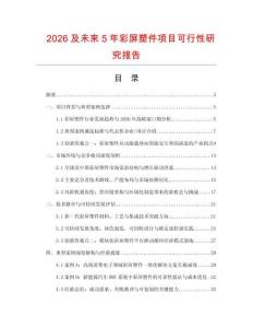 2026及未來5年彩屏塑件項目可行性研究報告