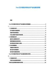 Fast芯片組技術轉化與產業化路徑探索