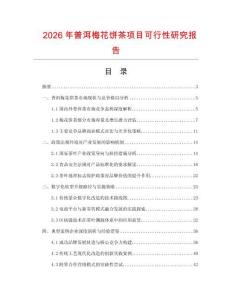 2026年普洱梅花餅茶項(xiàng)目可行性研究報(bào)告