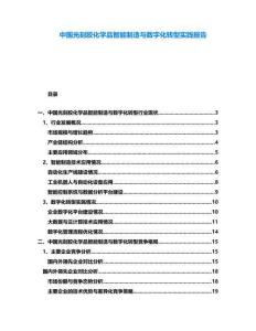 中國(guó)光刻膠化學(xué)品智能制造與數(shù)字化轉(zhuǎn)型實(shí)踐報(bào)告