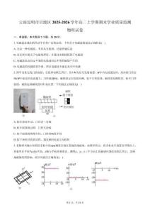 云南昆明市官渡區(qū)2025-2026學年高二上學期期末學業(yè)質量監(jiān)測物理試卷（含答案）