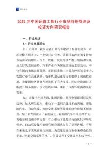 2025年中國運輸工具行業(yè)市場前景預(yù)測及投資方向研究報告