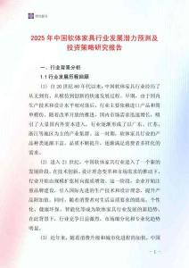 2025年中國軟體家具行業發展潛力預測及投資策略研究報告