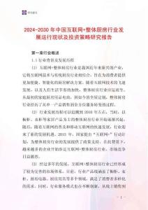 2024-2030年中國互聯(lián)網(wǎng)+整體廚房行業(yè)發(fā)展運(yùn)行現(xiàn)狀及投資策略研究報(bào)告