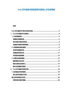 Fast芯片组技术移民政策与高端人才引进策略