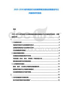 2025-2030城市規劃行業發展策略及基礎設施建設與公共服務研究報告
