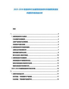 2025-2030保溫材料行業建筑保溫材料市場建筑保溫技術建筑市場效益分析